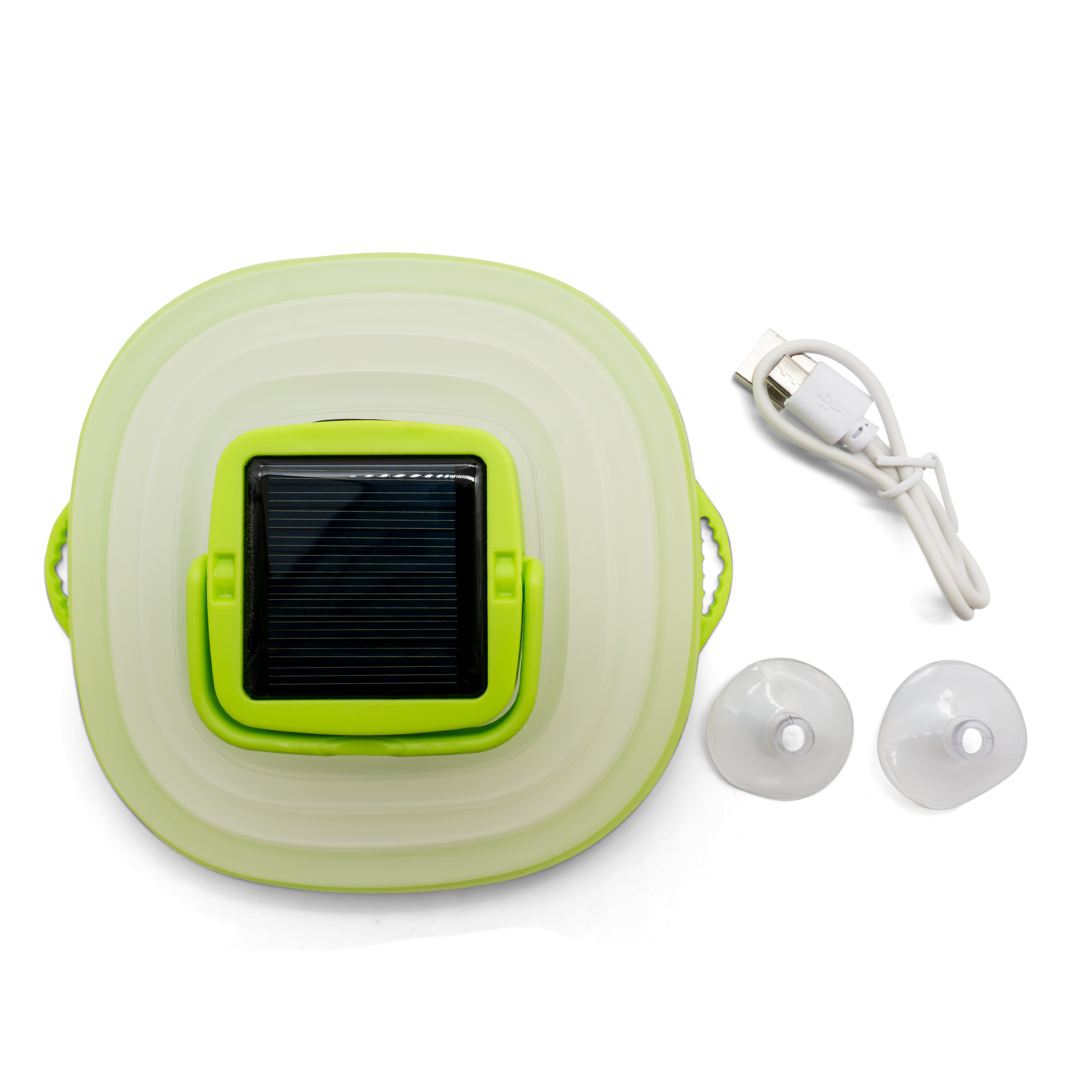 Faltbare Outdoor LED Solar Laterne Camping Lampe Wasserfest   500mA Akku  (IP67) - Transparent / Grün