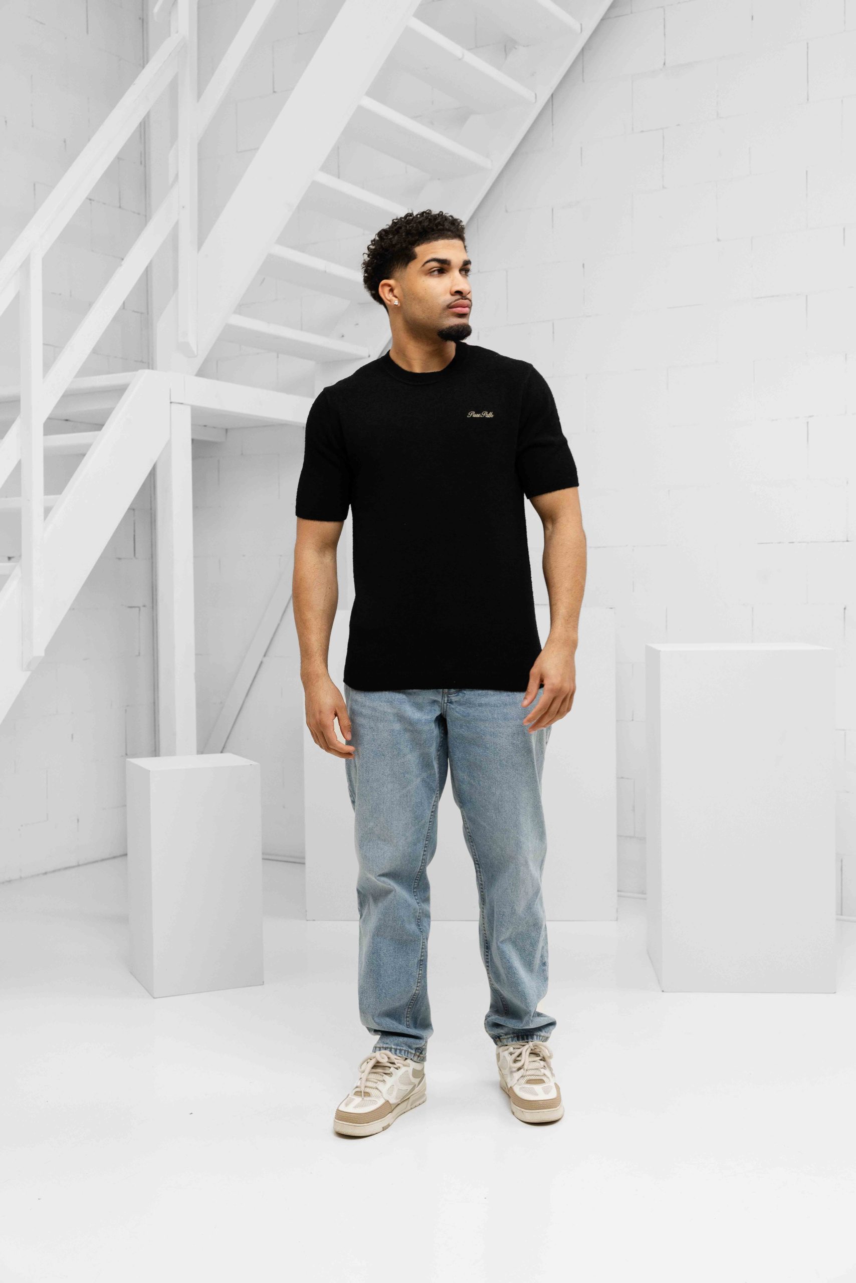 Pure Path Knitted T-Shirt Heren Zwart