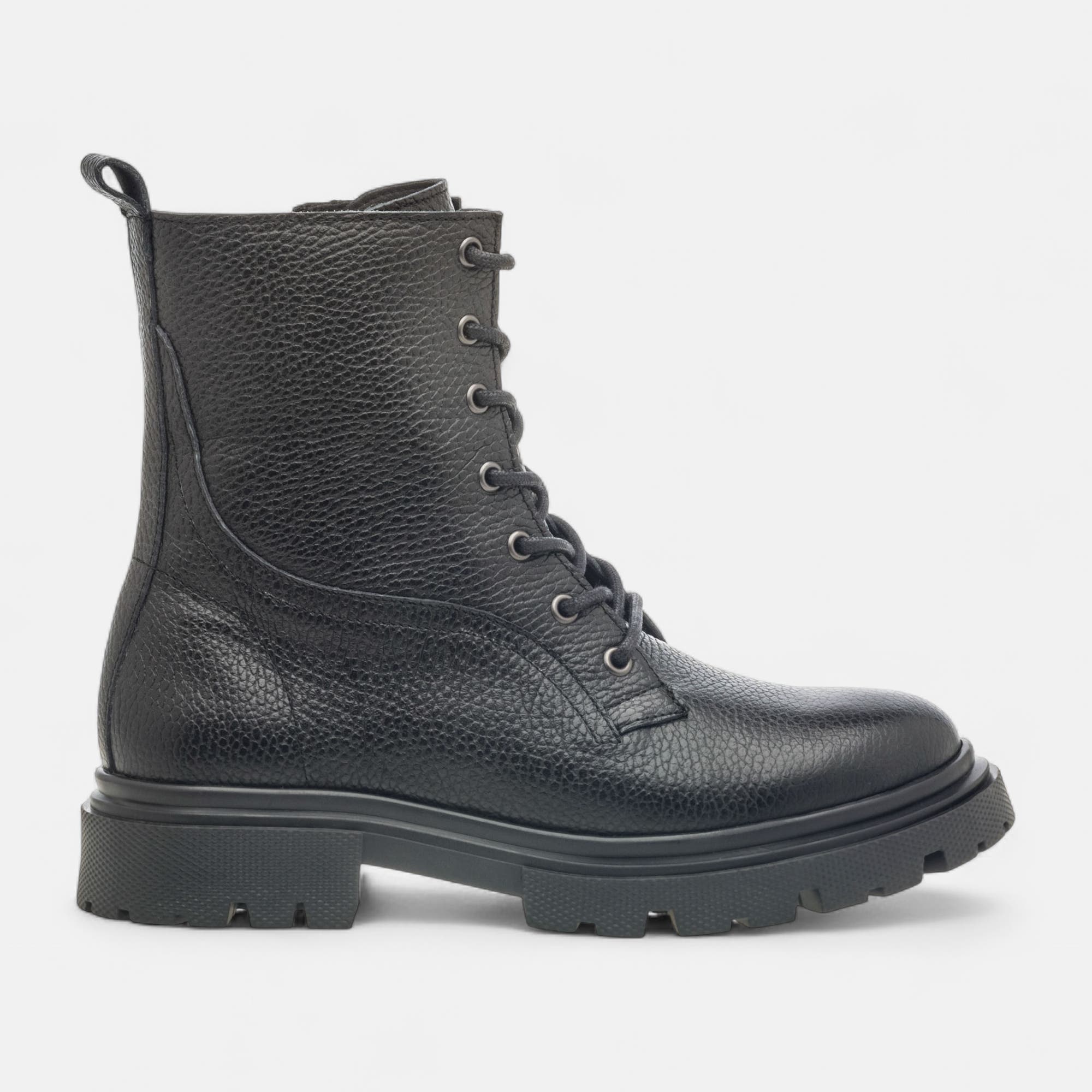 Bottines à lacets Femme en cuir noir