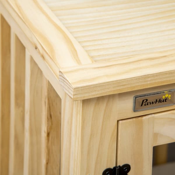 Hundebur, Dyrebur I Tre, Dyrebur For Mellomstore Hunder, Hundehus Med Pute, Hundeboks, Naturlig Tre + Kremhvit, 82,5 X 57 X 72 Cm