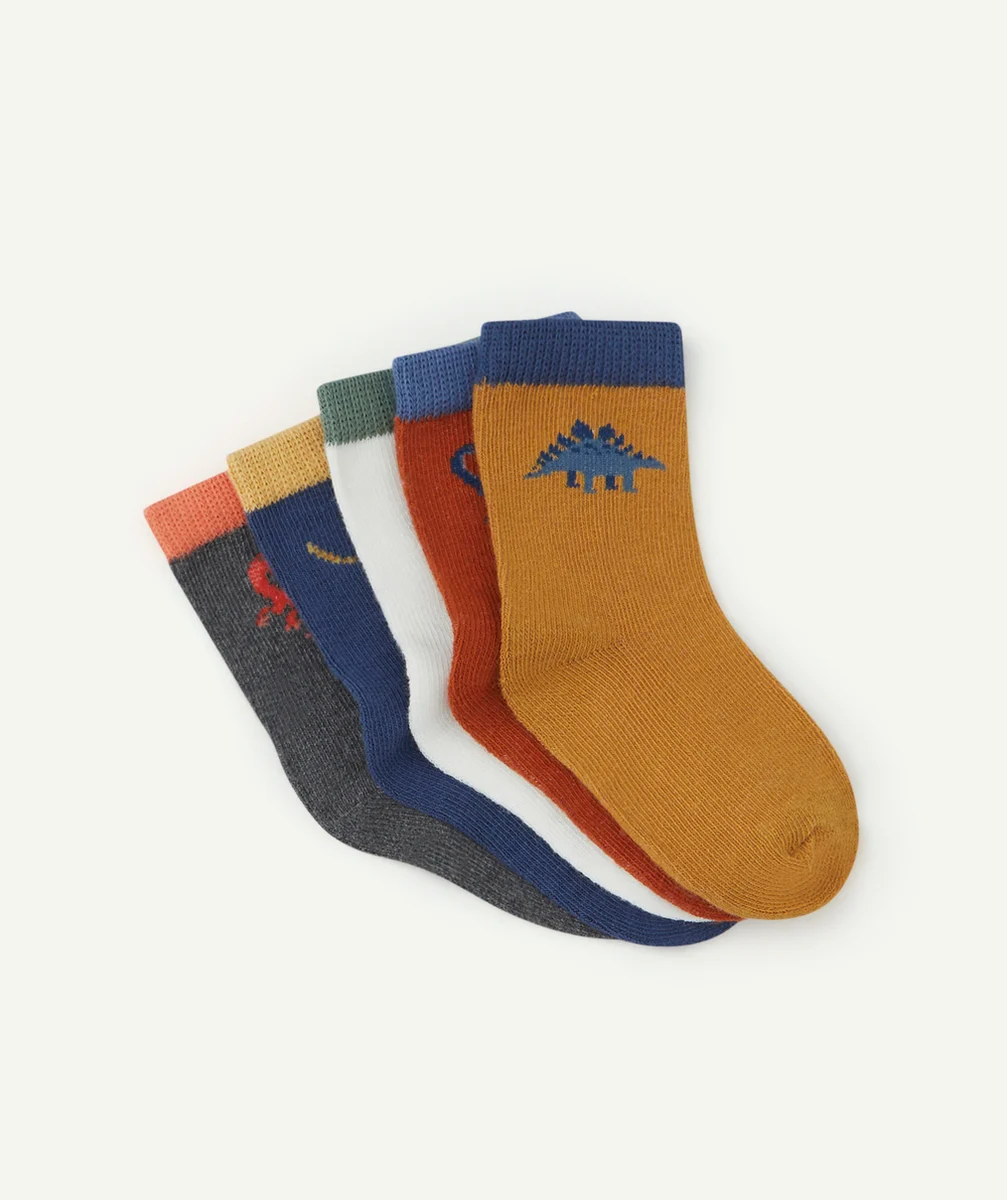 LOT DE 5 CHAUSSETTES HAUTES BÉBÉ GARÇON COLORÉES AVEC MOTIFS