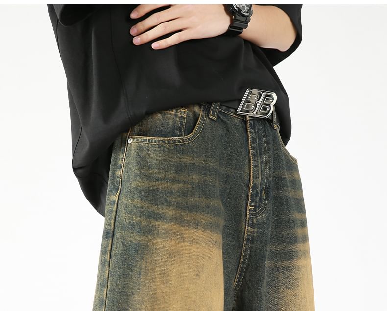 AXEN - Bermudashorts met gewassen denim en gemiddelde taille