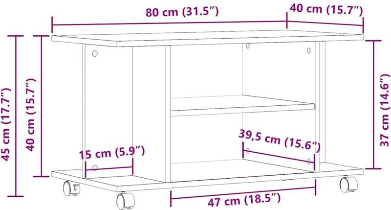 vidaXL - TV-meubel - Zwart - 80x40x45 cm - Engineered Wood