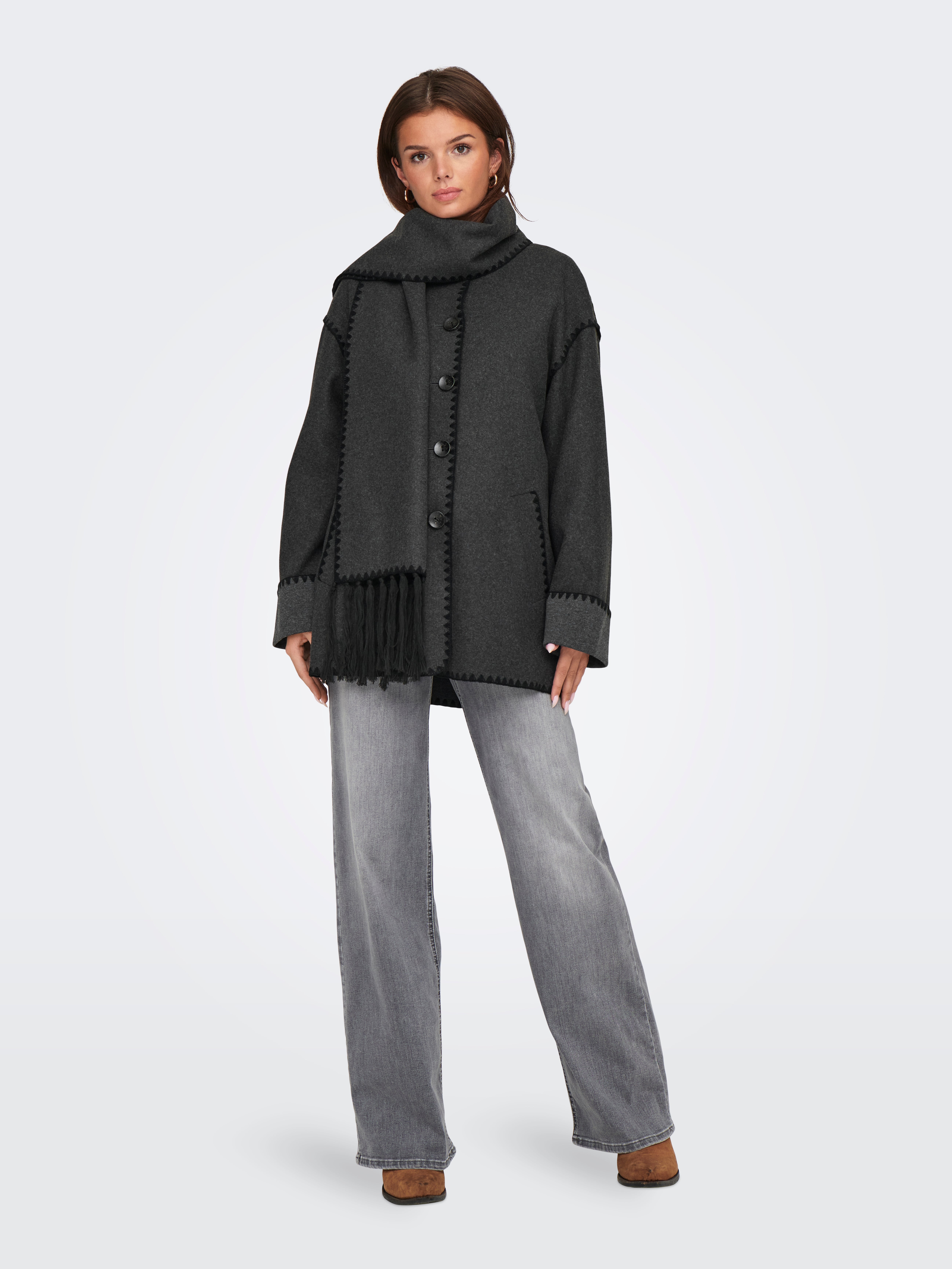 ONLELBA Mantel Dark Grey Melange