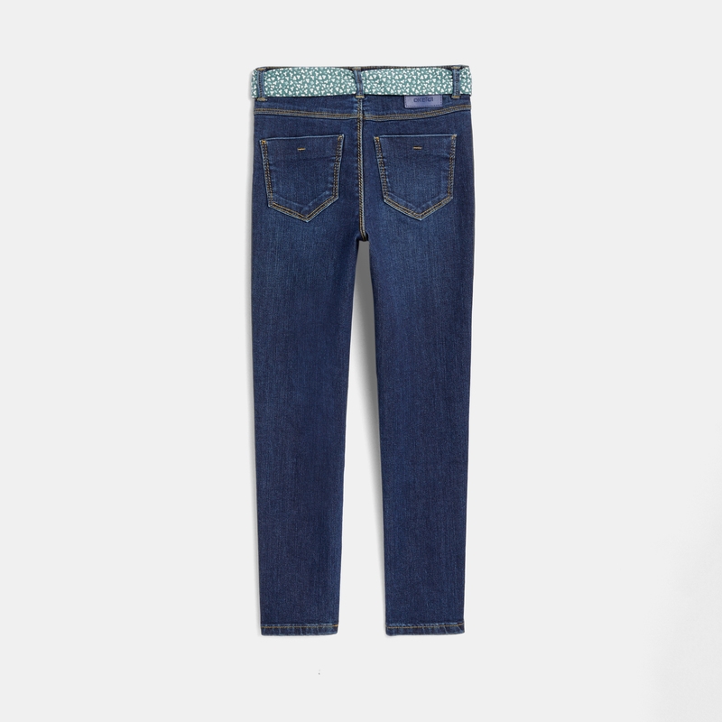 Jean skinny ceinturé bleu fille
