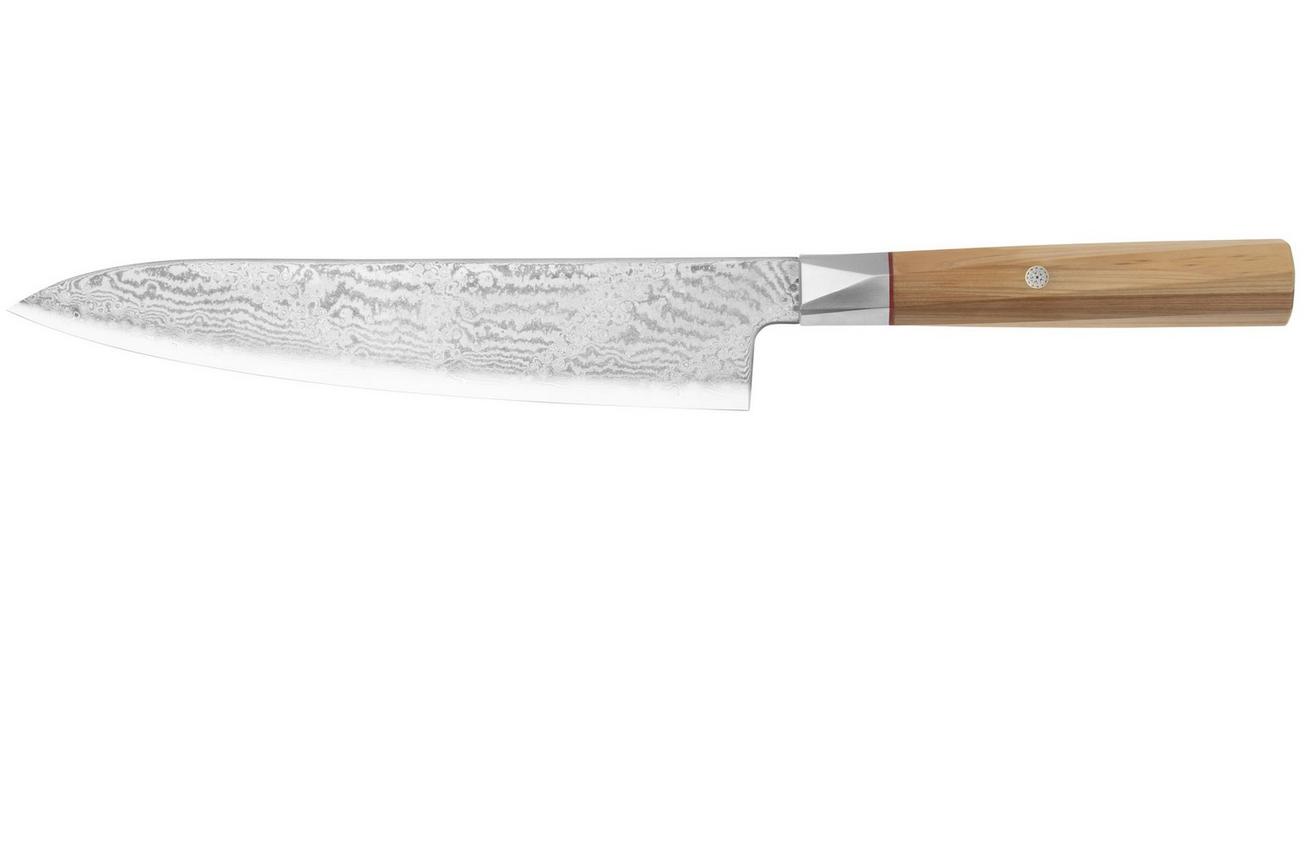Mcusta Zanmai Gyuto ZBX2-3005DS, 33-Layer Damascus/VG10, Hinoki Handle, Knivesandtools Exclusive, koksmes, 21 cm