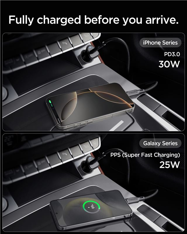 (30W) USB C Essential Auto KFZ Ladegerät Schnellladegerät für Zigarettenanzünder Power Delivery (ACP08699) - Schwarz