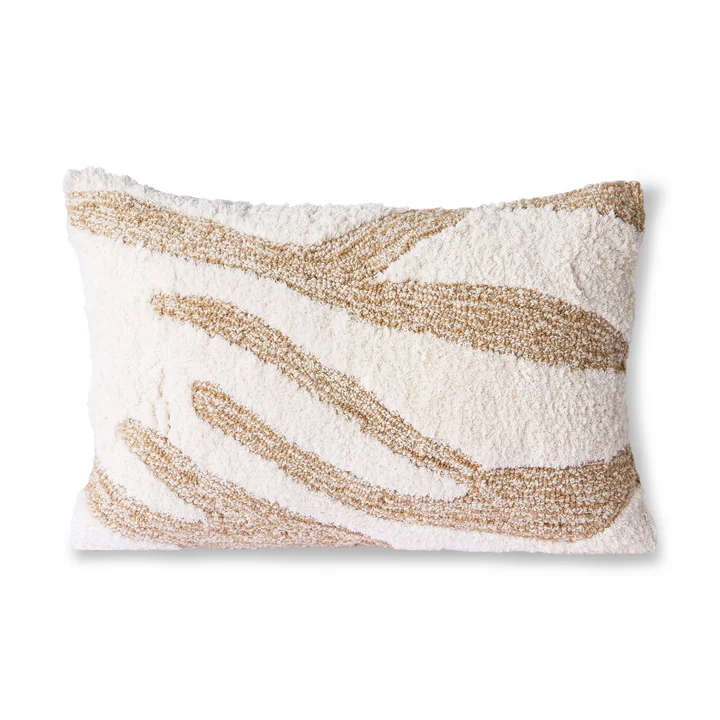HKliving - Fluffy Kissen, 35 x 55 cm, weiss / beige