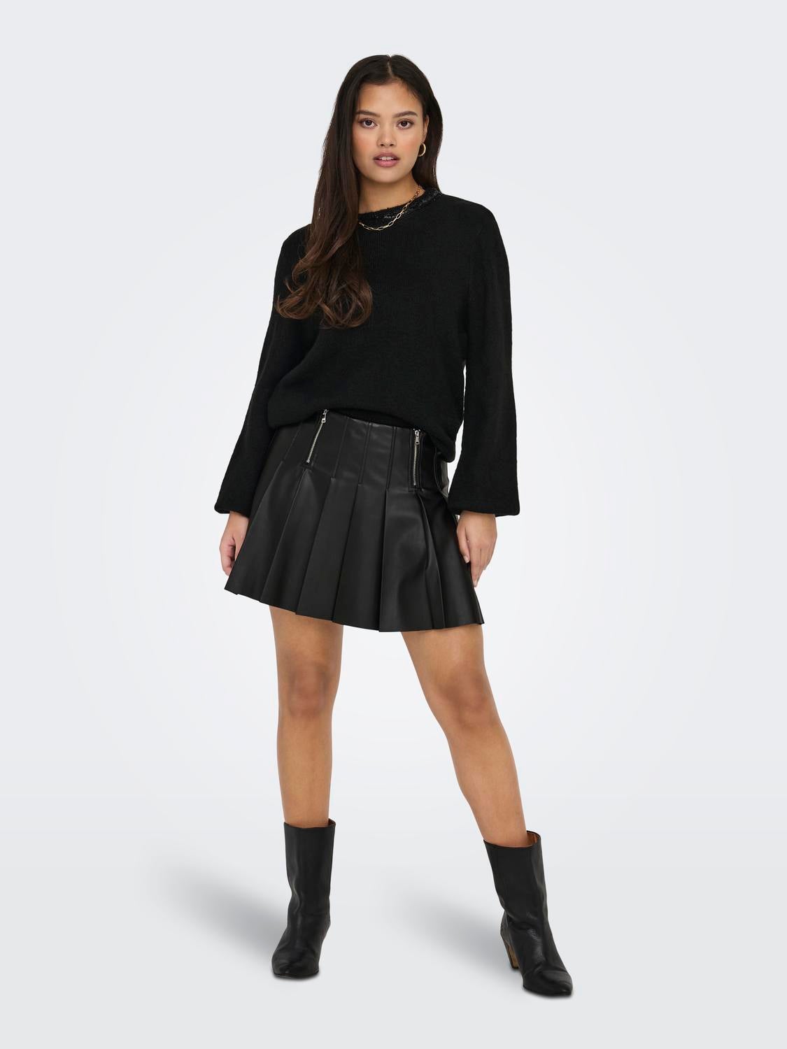 ONLIZARA Plissierter Rock Black