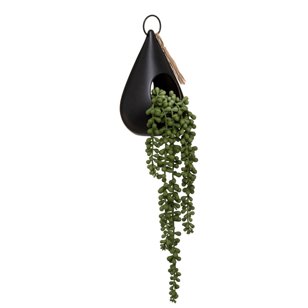 Plante artificielle suspendue pot goutte céramique 12x50cm