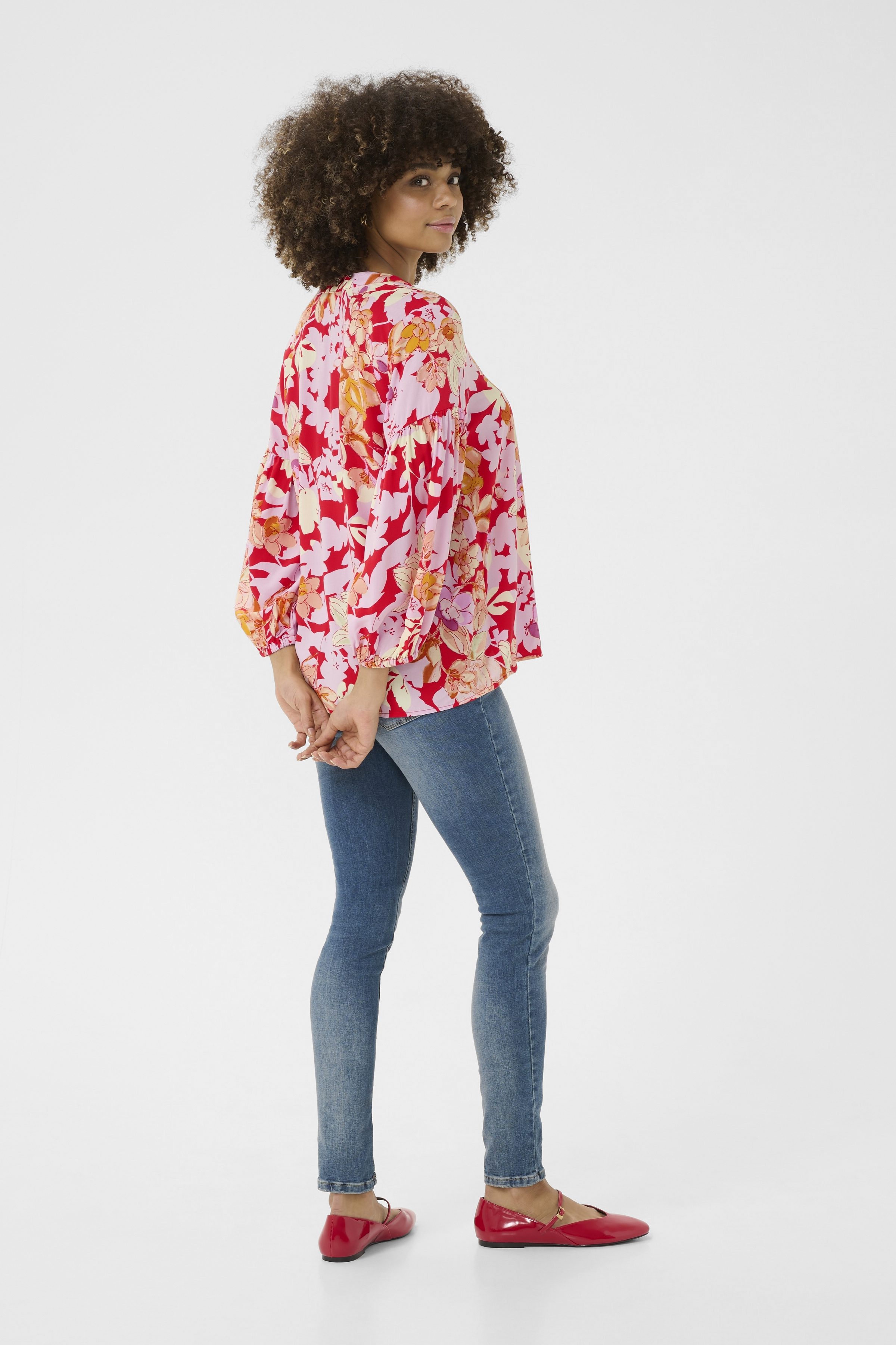 Culture - Audrey Bello Blouse - Red/Pink Flower
