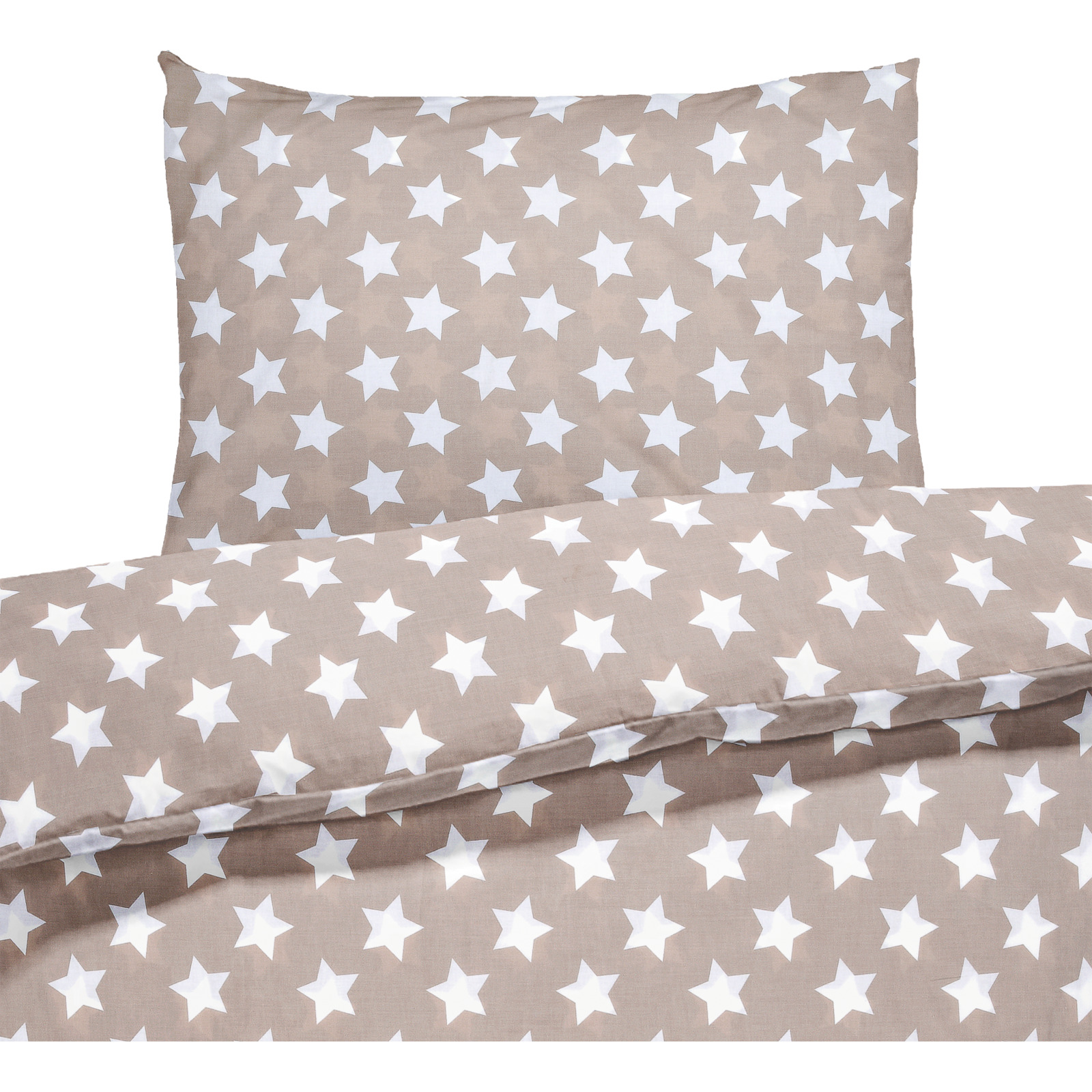 Bettwäsche Renforcé Sterne beige 200x210 2x65x65 Bettanzug Fra