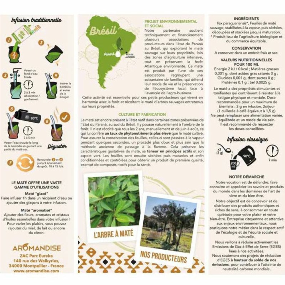 Thé vert maté sauvage du brésil - 350 g