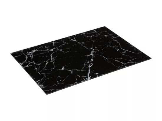 Planche à découper en verre effet marbre - Noir - L 40 x l 30 cm