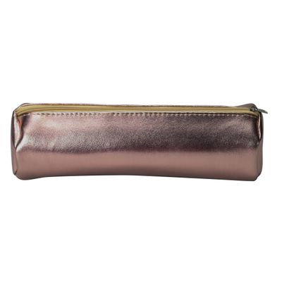 Trousse ronde School Metallic - 1 compartiment - rose métal - Carpentras
