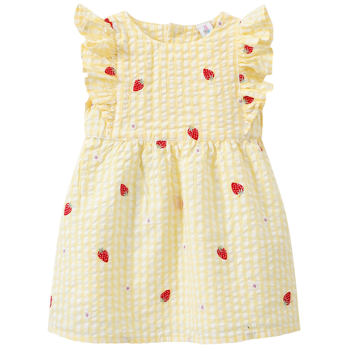 Topomini Baby Kleid mit Erdbeer-Allover gelb / weiss