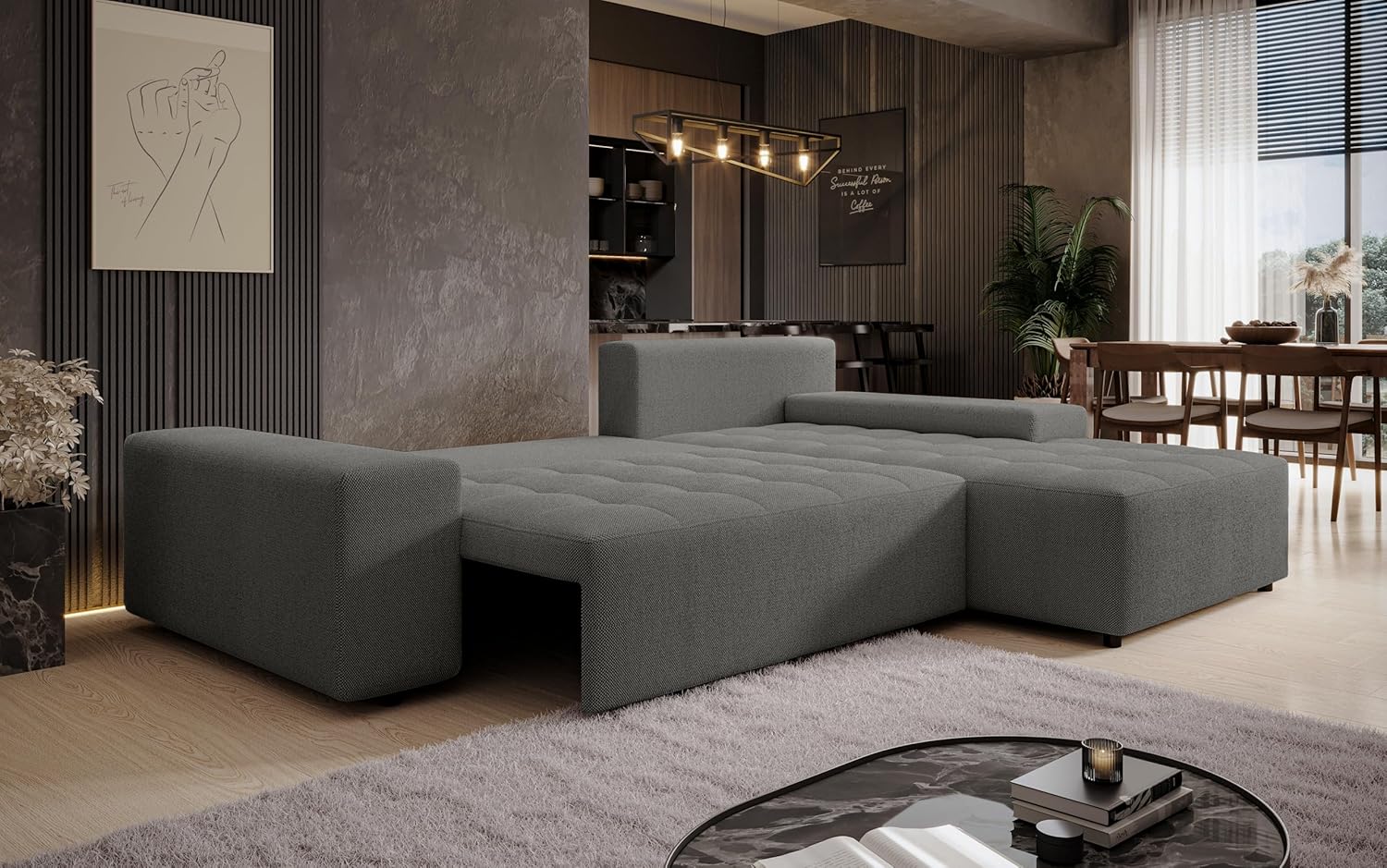 Ecksofa mit Schlaffunktion Alvorada 280 cm grau