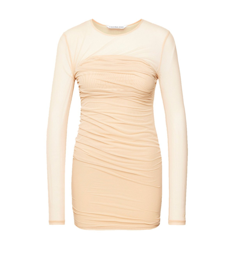 Vestido Calvin Klein Jeans em malha sobreposta bege