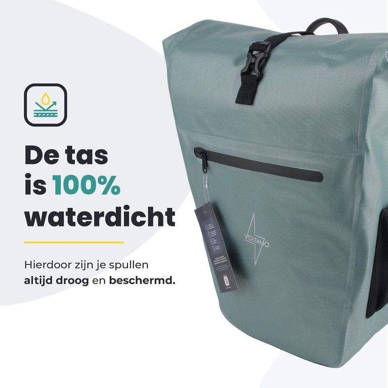 Voltano - Luxe E-bike Fietstas - Ice Blauw - 28L - Pakaftas Met Laptopvak - 100% Waterdicht