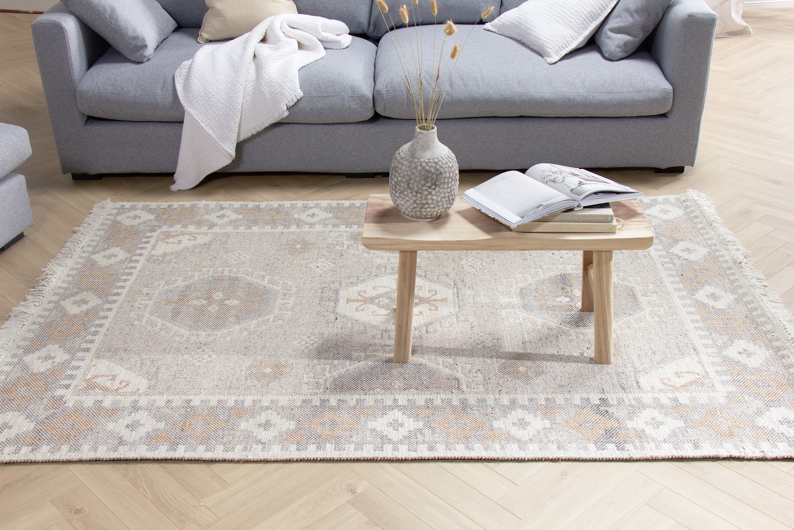 Rio teppe 160x230cm Sand/multifarget ull/polyester jacquard vevd