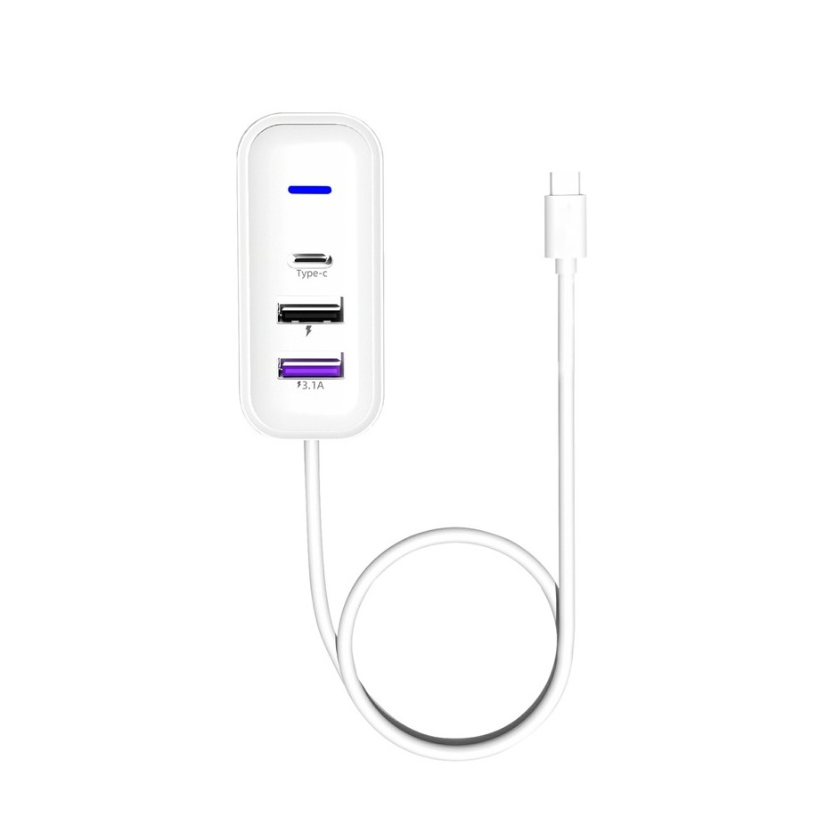 KFZ Ladegerät mit USB C / 2x USB A Schnelladapter - Weiss