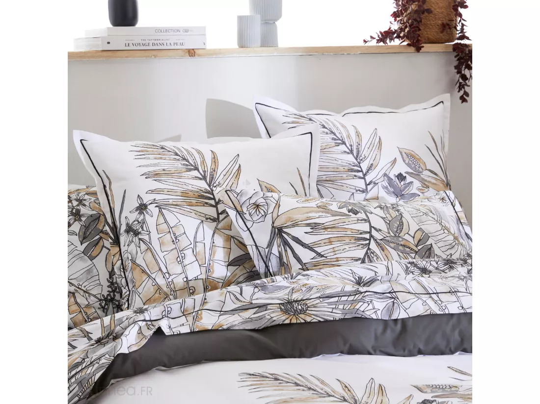 Taie de traversin 240x43 cm coton SUMATRA gris Fusain