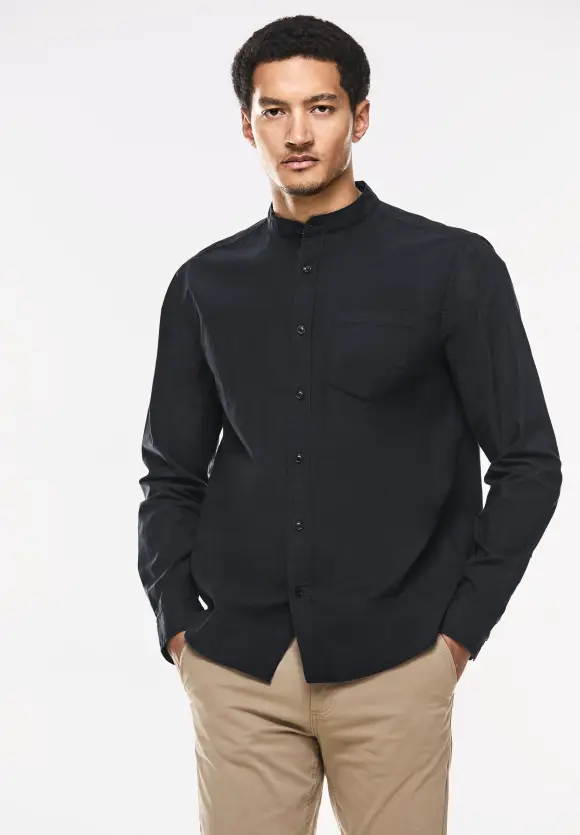 Stehkragen Hemd - faded black
