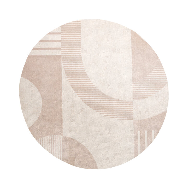 Rond Japandi vloerkleed - Aurora Shapes Beige