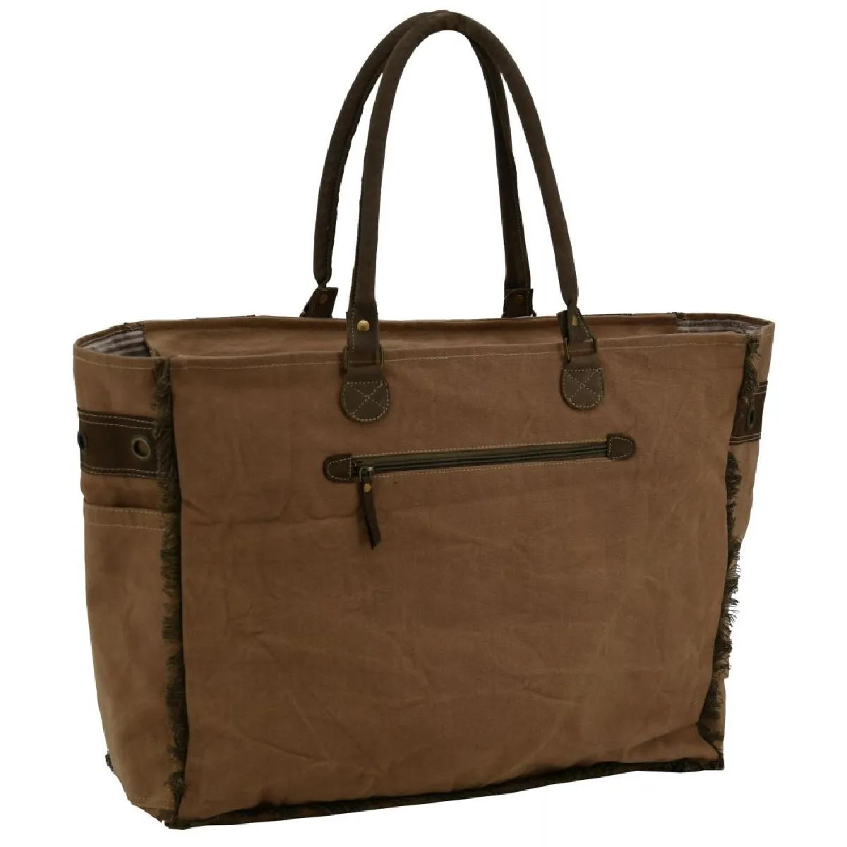 Aubry Gaspard Sac coton et cuir de buffle