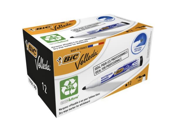 Whiteboardpenn Bic Velleda 1701 Sort (12 stk)