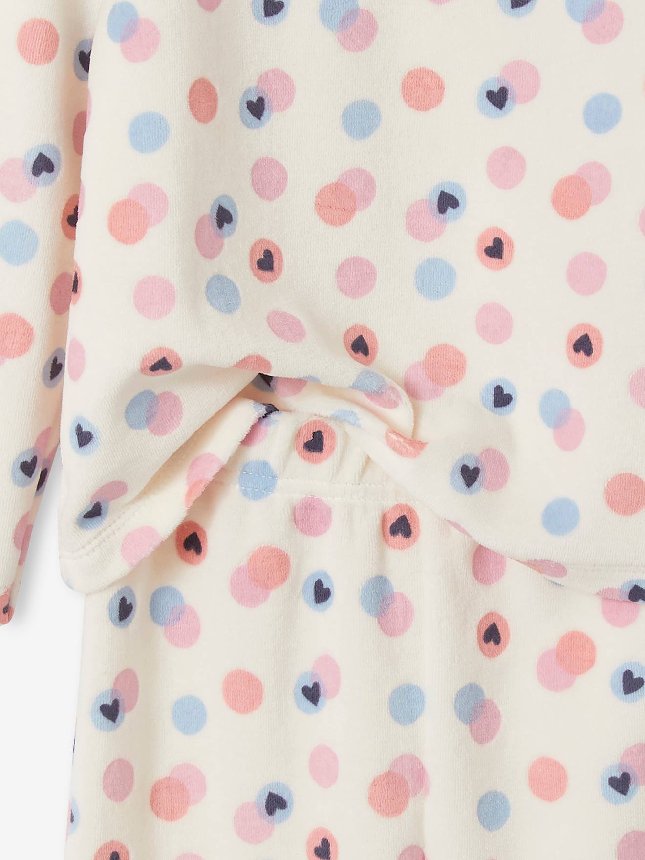 Conjunto de 2 pijamas de veludo com corações para meninas, azul marinho