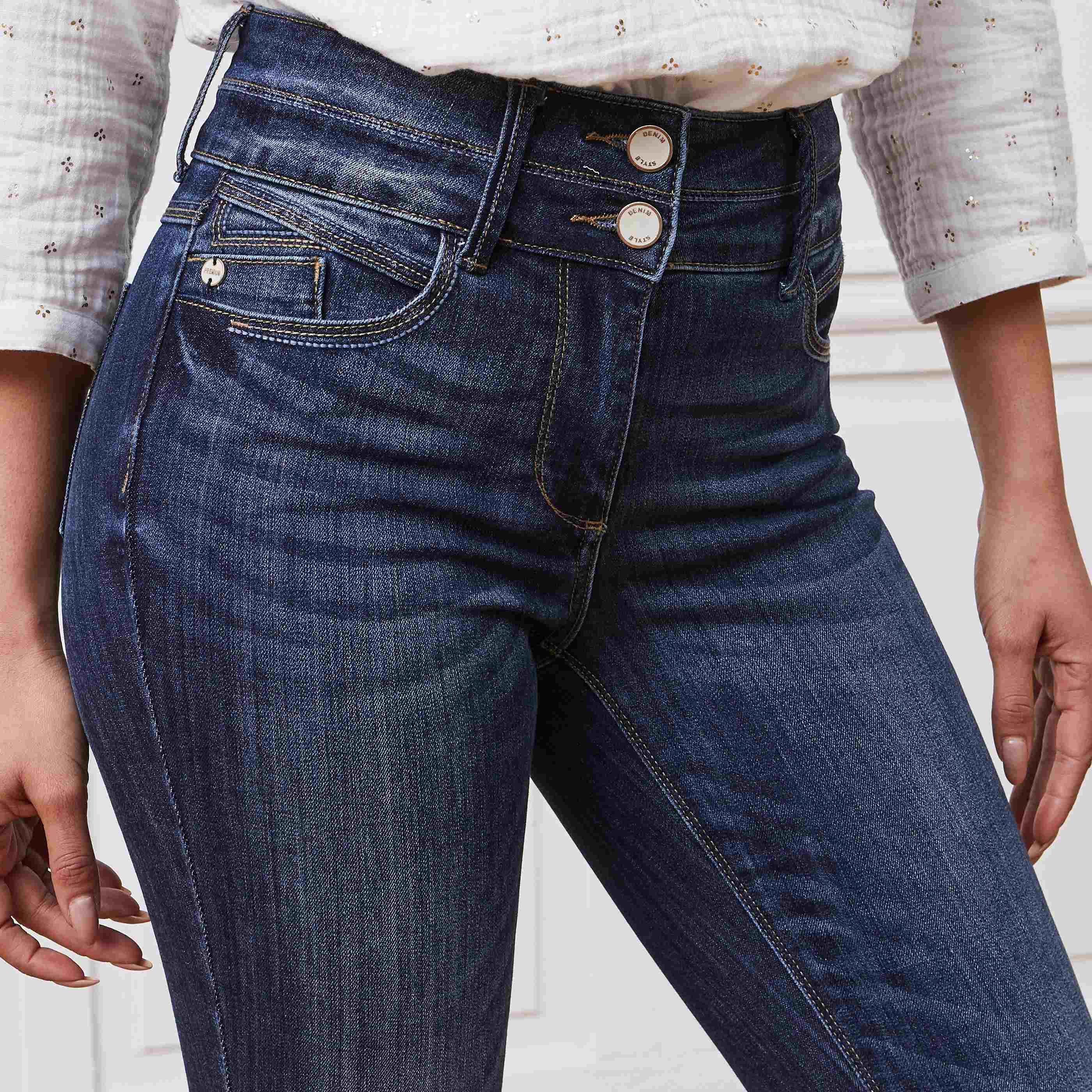 Jean slim taille haute MILAN femme - DARK STONE