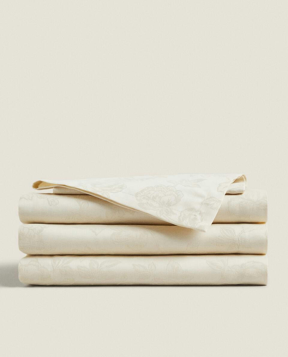 TOALHA DE MESA FLORAL JACQUARD