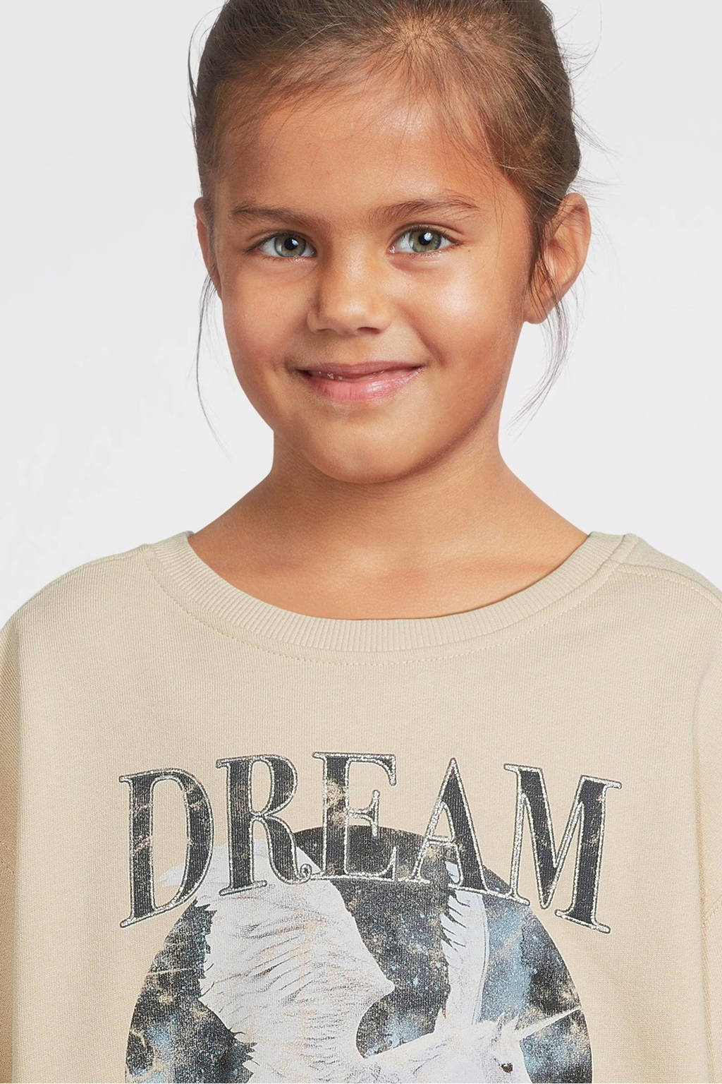 NAME IT sweater NKFOLDET met printopdruk lichtzand