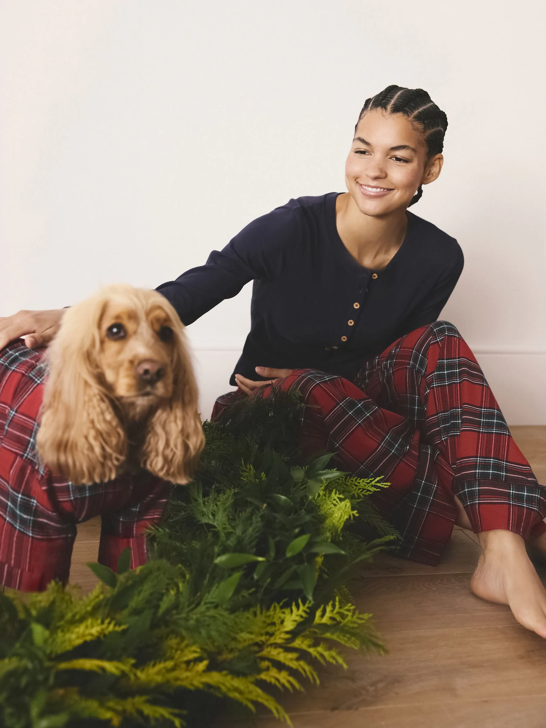 Rood met Schotse ruit - Matching Family Kerstmis pyjama met lange mouwen