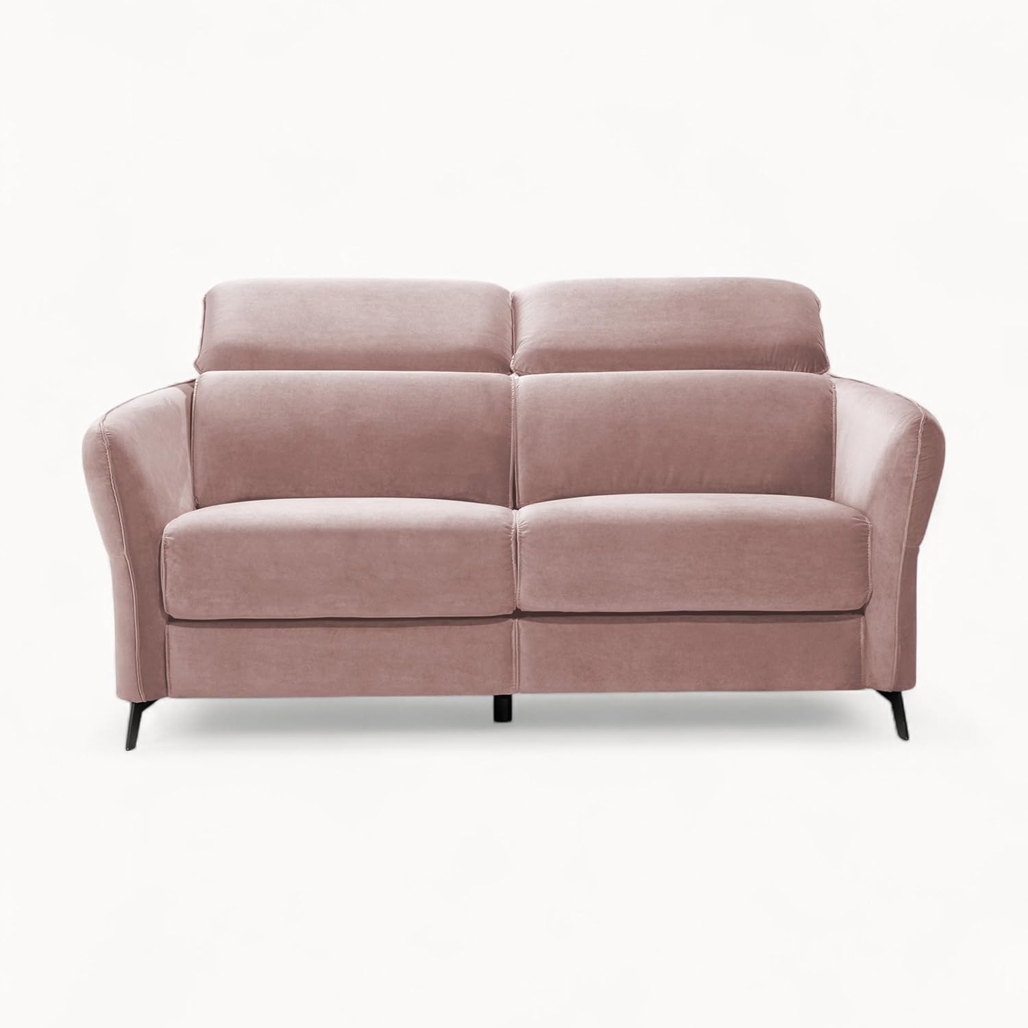 FENIKS Sofa 2 Sitzer - 2er Couch - 176 x 102 x 97 cm - mit elektrischer Relaxfunktion - verstellbar - Samt Stoff Velvet - wasserabweisend - Arona Rosa