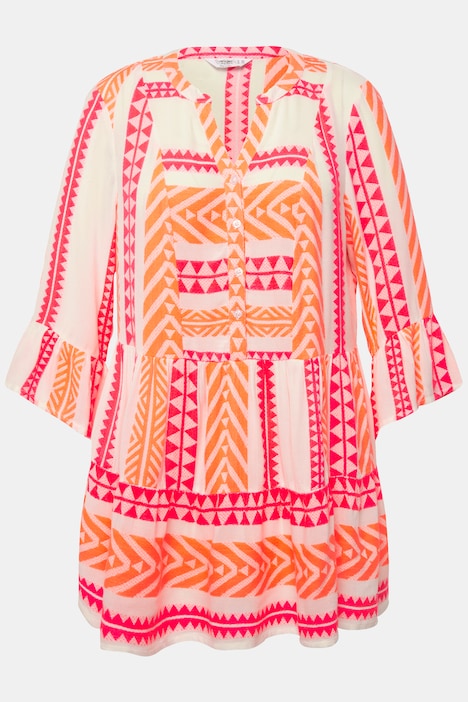 Tunika, Straight Fit, Jacquard-Streifen, 3/4-Ärmel