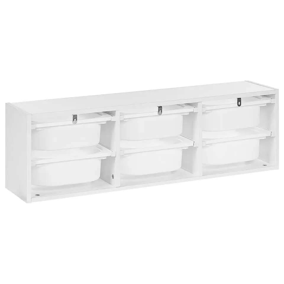 TOBIN - Wandplank met 6 dozen - Wit - Vezelplaat