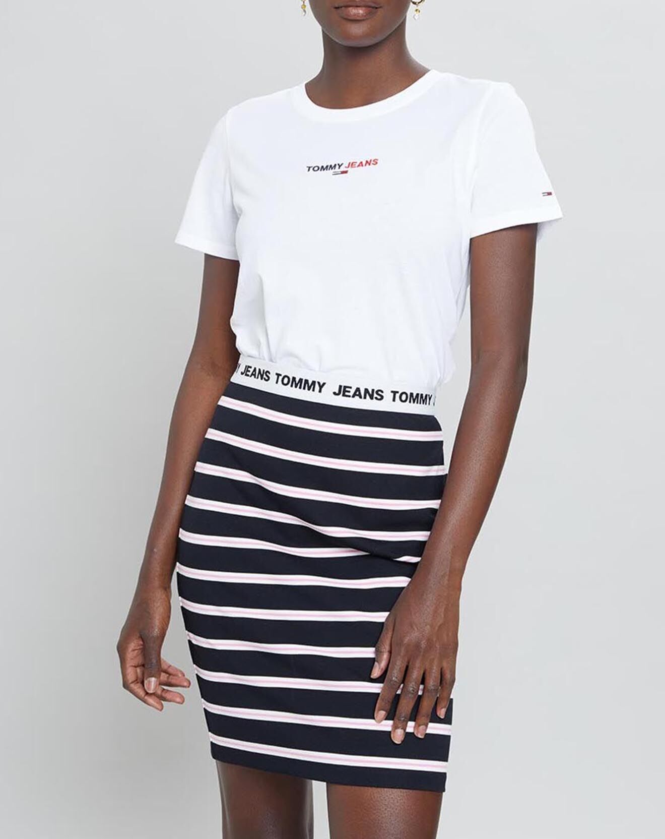 Tommy Jeans T-Shirt 100% Coton Bio flag blanc