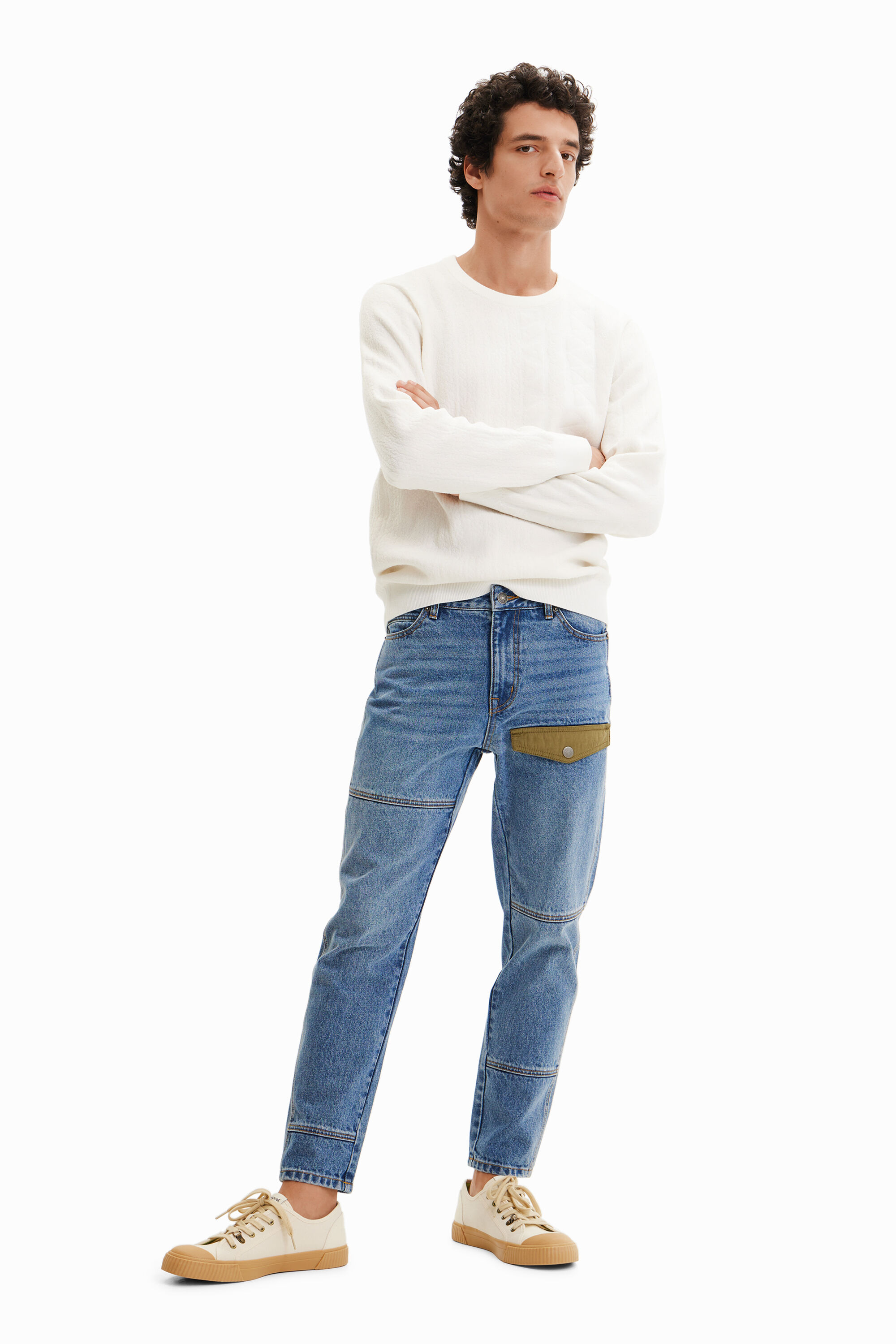 Jean droit patchwork