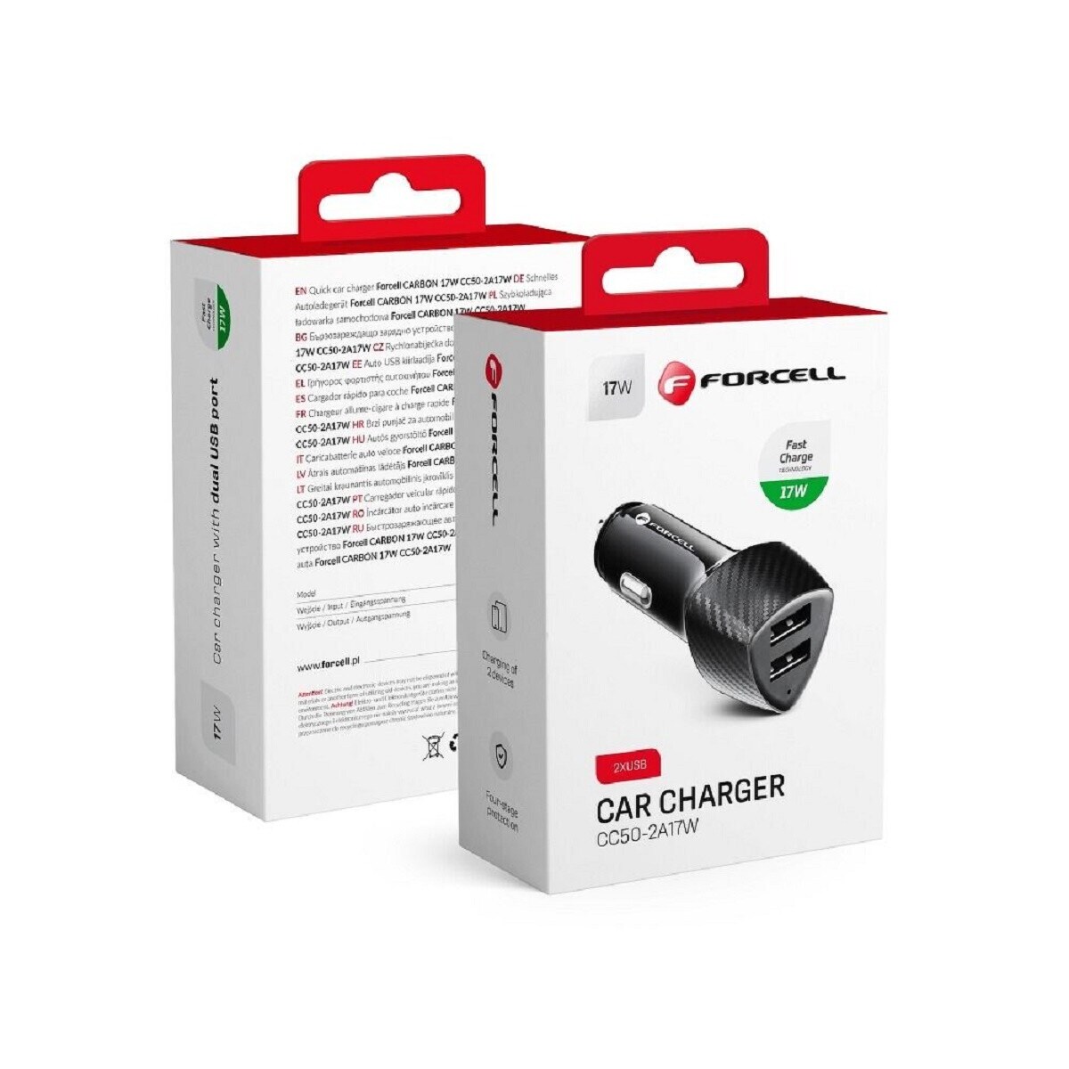 KFZ-Ladegerät Autoladegerät CARBON 2xUSB 17W CC50-2A 17W