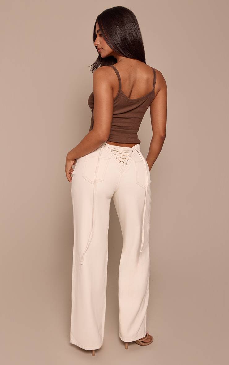Ecru Jean Droit Petite Avec Laçage Au Dos