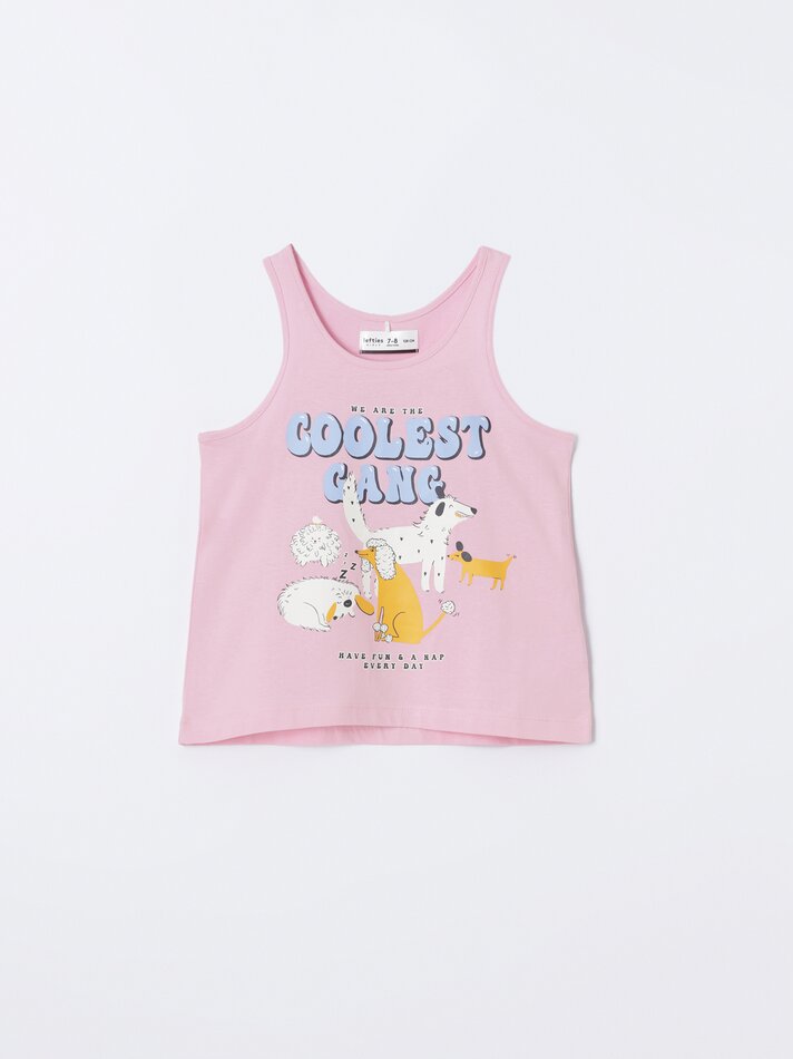 Conjunto com 2 pijamas de alcinha estampados - Rosa Médio
