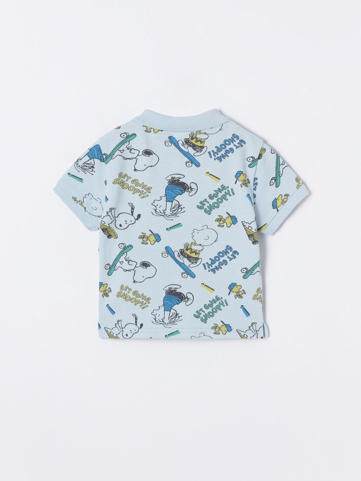 Conjunto de camisa polo e bermuda Snoopy Peanuts™ - Azul claro