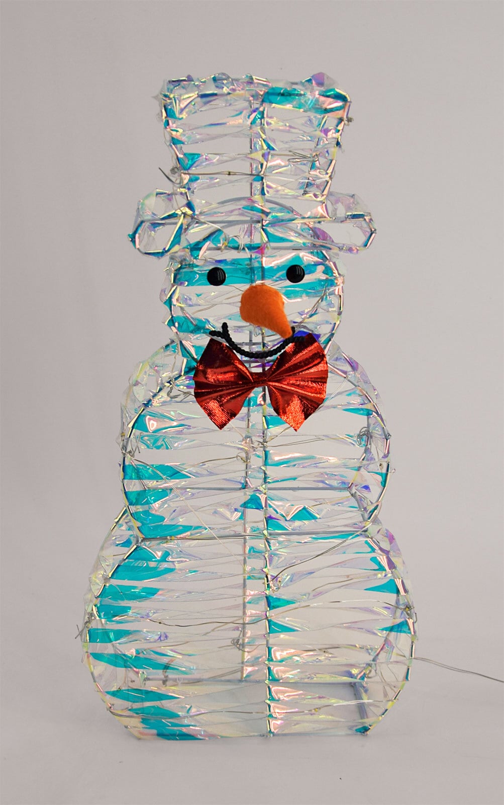 Weihnachten LED Lichtobjekt Schneemann klar 40cm 22LEDs warmweiß Batteriebetrieb Kunststoff Metall