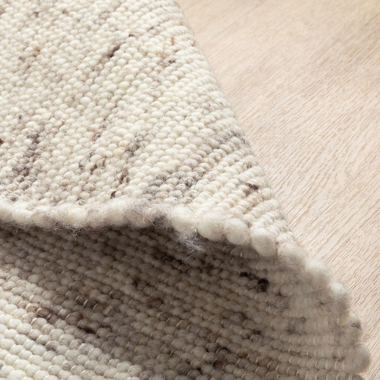 Steffensmeier Handweb Teppich Korinth | Gesunder Wollteppich | Beste Schurwolle | Natur Dunkel, handgewebt, Größe: 200x290 cm