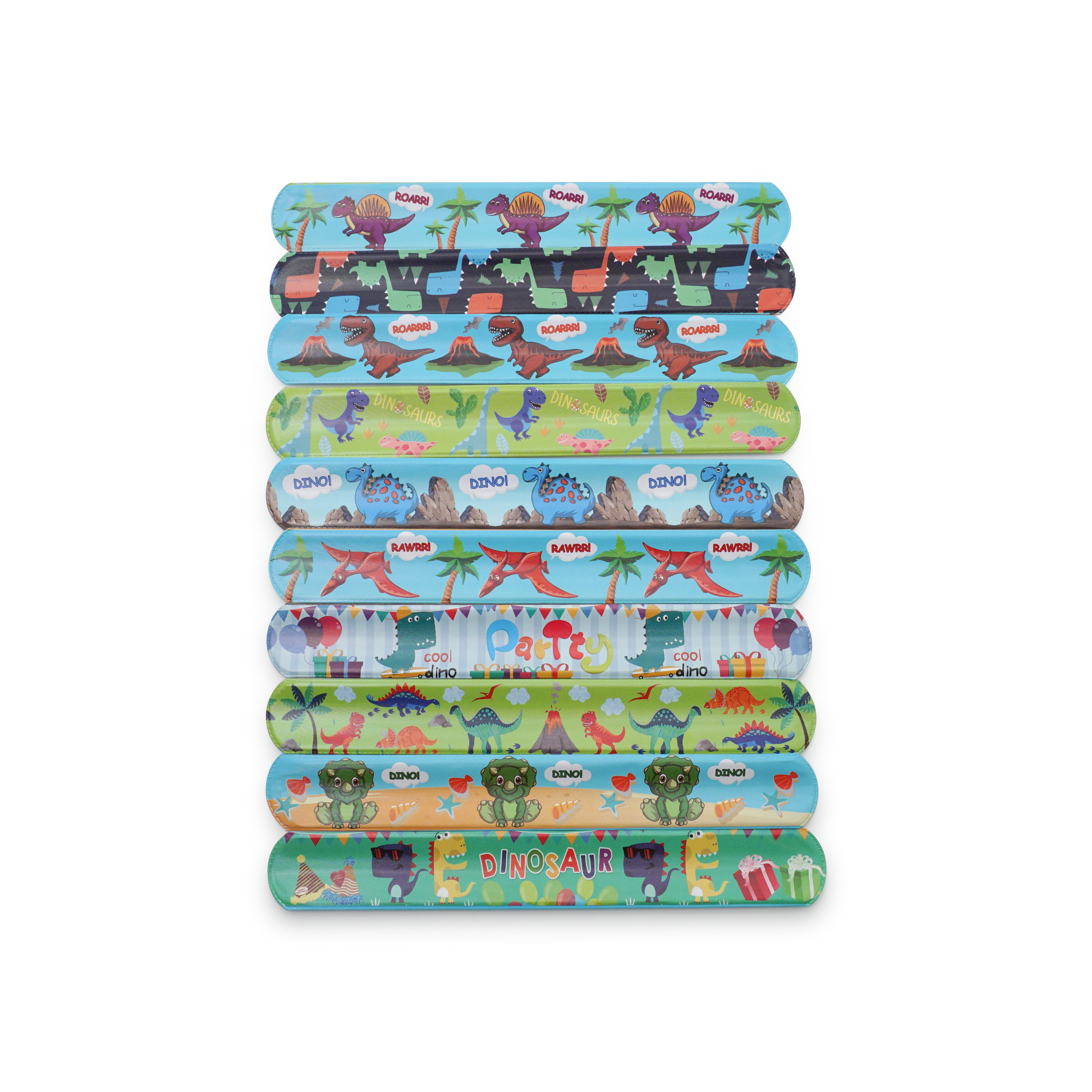 (10er Set) Party Geschenke Kinder Geburtstag Mitgebsel Snap Armband Spielzeug Mitbringsel - Dinosaurier