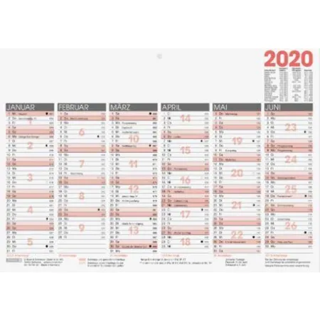 BRUNNEN Jahreskalender Tischkalender 2020 A4 quer