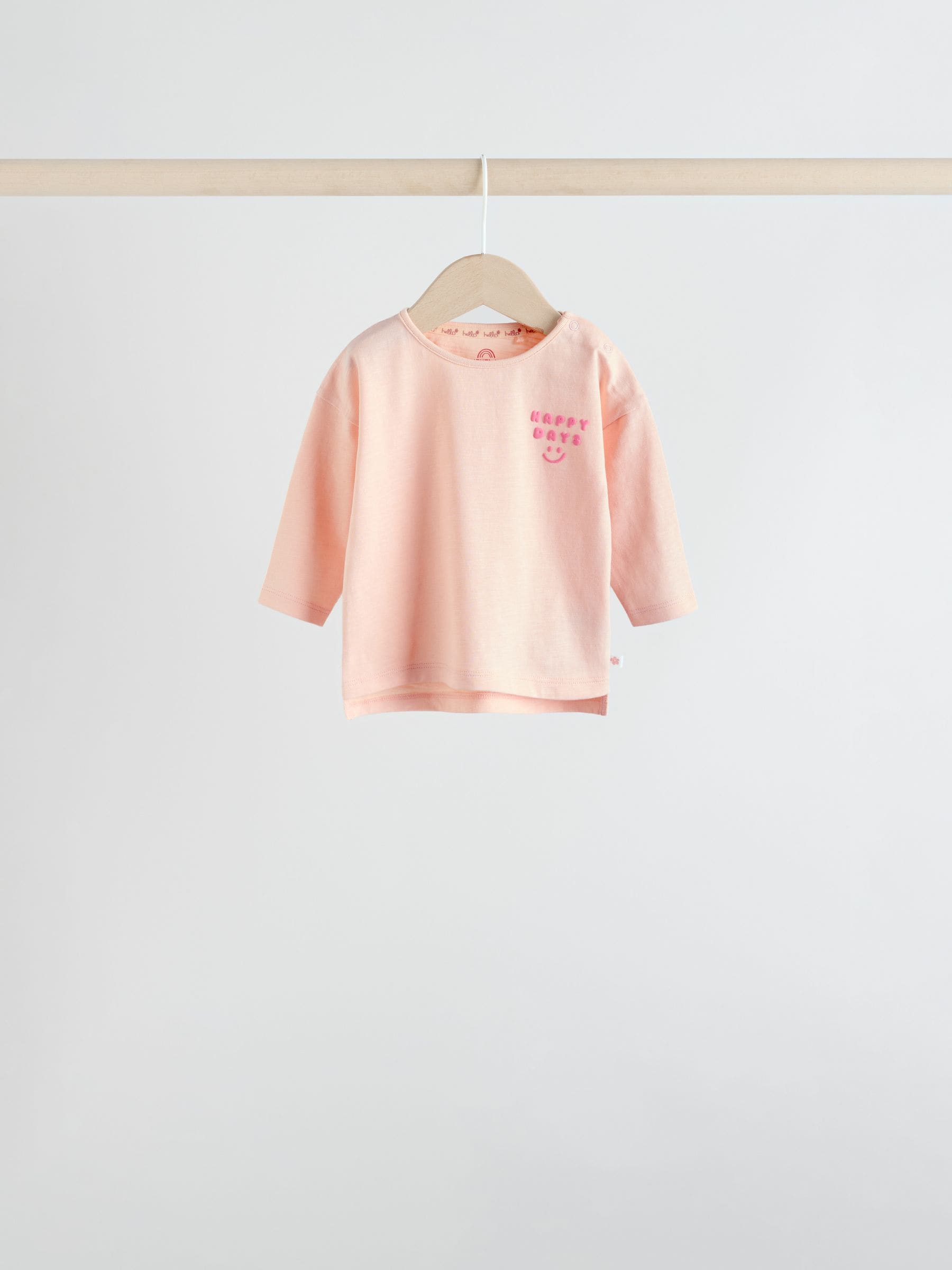 Roze Strepen/Slogan - Verpakking van 4 Baby Tops met Lange mouwen (0mnd -2jr)