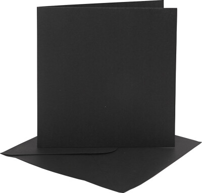 Kort Og Kuverter - 15,2X15,2 CM - 16X16 CM - Sort - 4 Sæt